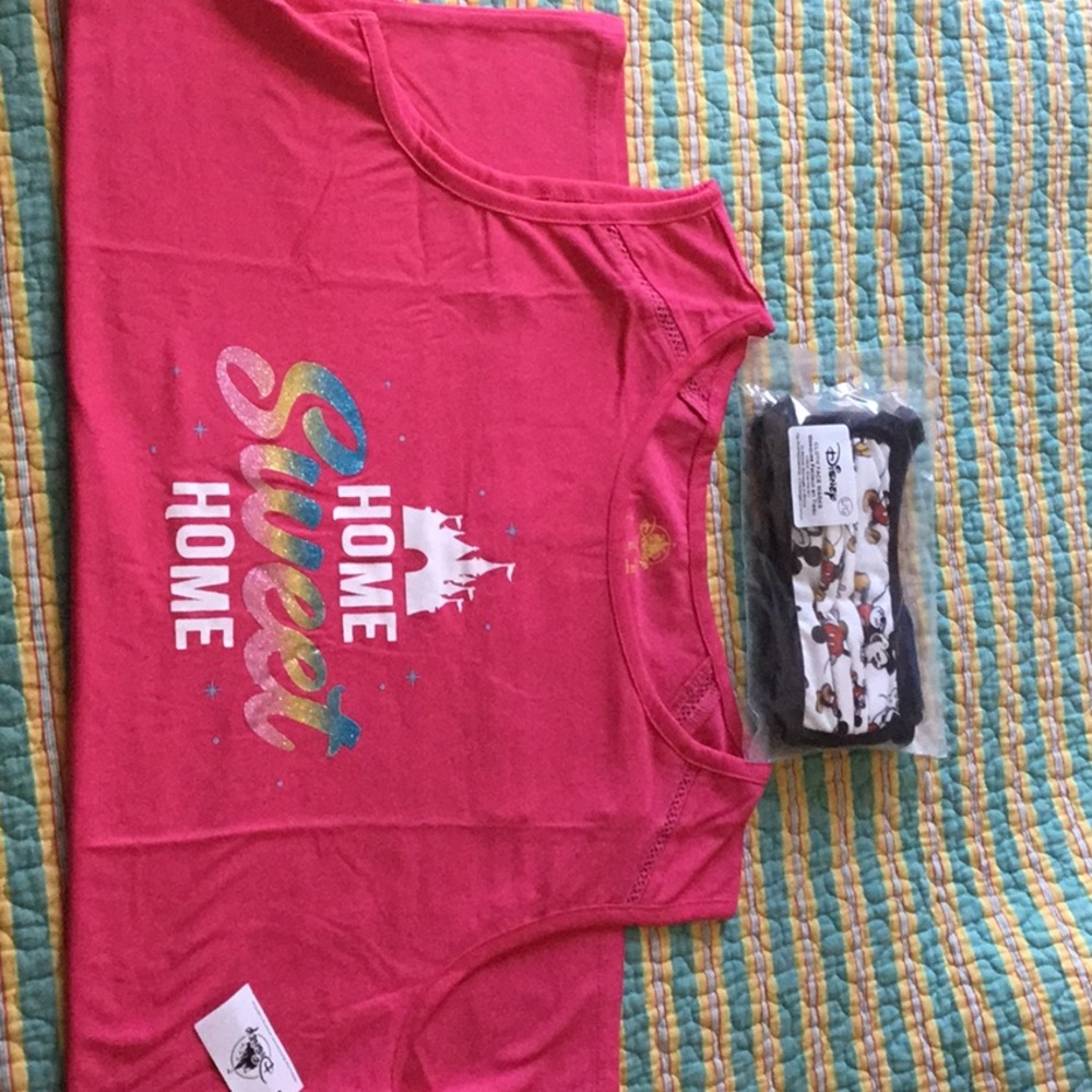 Ladies Disney tank top and 3 face masks.